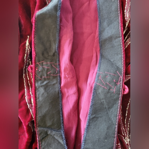 Vntg Velvet Womens Glitter Floral Cardigan Burgundy M? - Picture 5 of 8